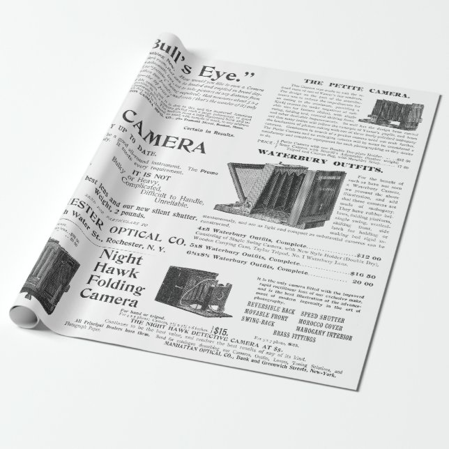 Papier Cadeau Fabuleux photographe de caméra antique (Déroulé)