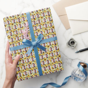 Papier Cadeau Faces personnalisées Motif de tournesols