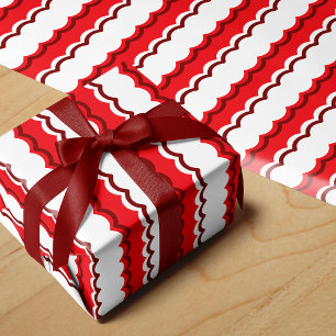 Papier Cadeau Fâcheuse tranche de pétoncle rouge et blanc