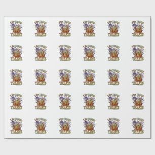 Papier Cadeau Faire des tours friandises Halloween Citrouille Pa