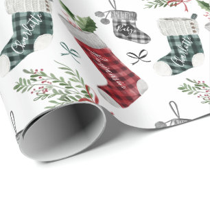 Papier Cadeau Faire-part de grossesse aquarelle famille bas