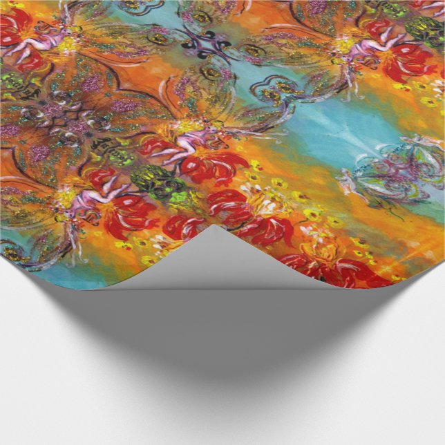 Papier Cadeau FAIRIES DES FLEURS ROUGES FLEURS Imaginaires flora (Coin)
