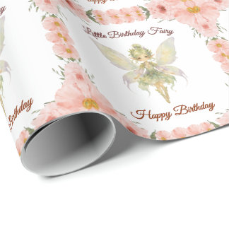 Papier Cadeau Fairy Floral Aquarelle Anniversaire Petite Fée