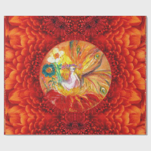 Papier Cadeau FAIRY OF THE FLOWERS Red Yellow Imaginaire
