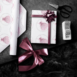 Papier Cadeau Fairy Wing Mauve Gown Luxueux Tône Rose Dusty
