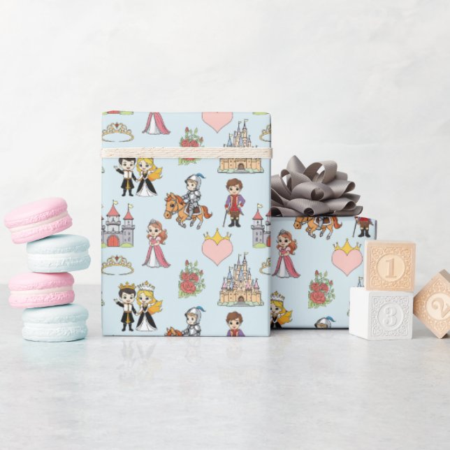 Papier Cadeau Fairytale Princess et Knight Motif (Baby Shower)