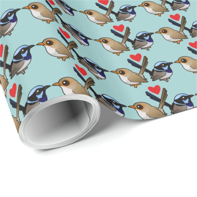 Papier Cadeau Fairywrens in Love (Coin rond)