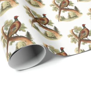 Papier Cadeau Faisant vintage sur la branche avec les arbres cou