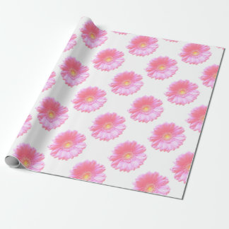 Papier Cadeau Faisée de gerbera rose pâle