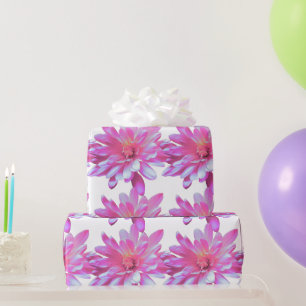 Papier Cadeau Faisée rose, zinnia, cosmo, motif de tournesol