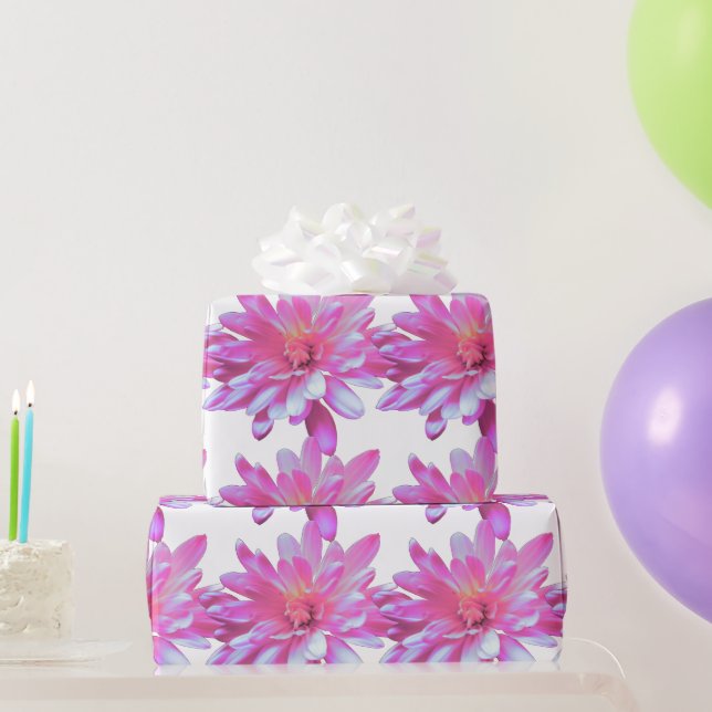 Papier Cadeau Faisée rose, zinnia, cosmo, motif de tournesol (Cadeaux de fête)