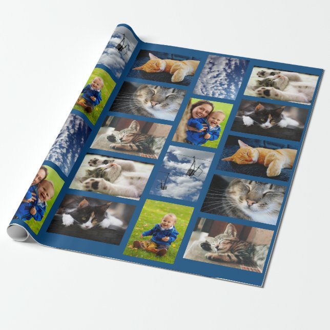 Papier Cadeau Faites votre propre collection photo 9 sur Blue (Déroulé)