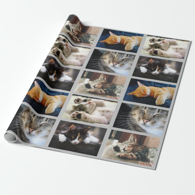 Papier Cadeau Faites votre propre photo-collage en gris (Déroulé)
