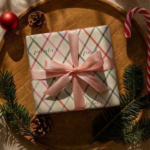 Papier Cadeau Falala Pastel Couleurs À damiers Noël Motif