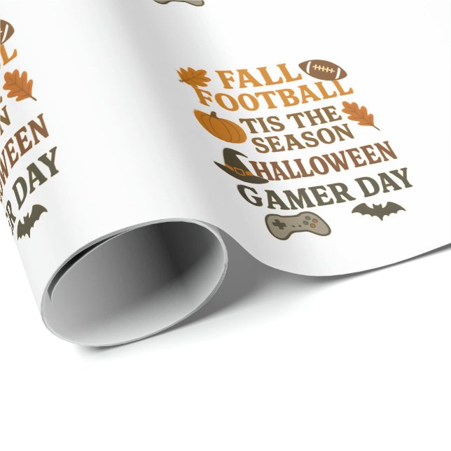 Papier Cadeau Fall Football Tis The Season Halloween Gamer Day (Coin rond)