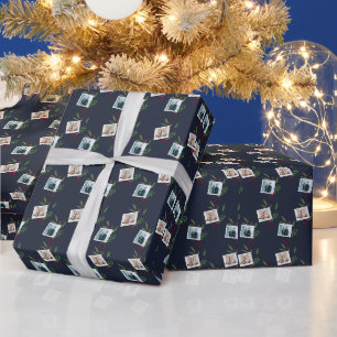 Papier Cadeau Famille de Noël moderne Photo personnalisée Berry