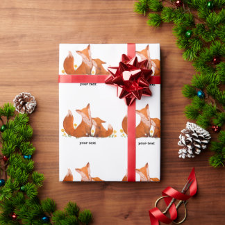 Papier Cadeau Famille de renards à l'aquarelle Mignonne