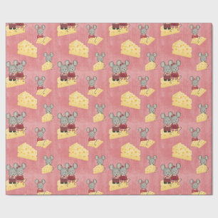 Papier Cadeau Famille de souris   Cute et fromage