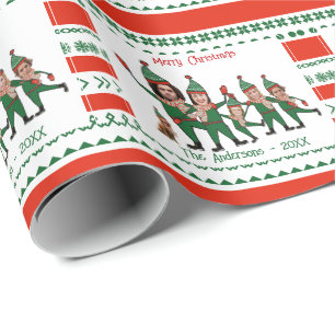 Papier Cadeau Famille d'elfes de six incluant le Motif rouge chi