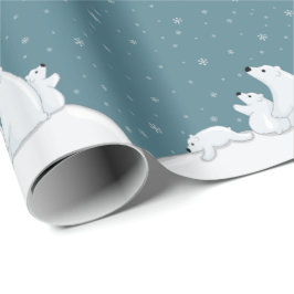 Papier Cadeau Famille d'ours polaires