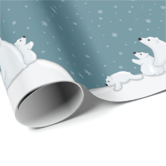 Papier Cadeau Famille d'ours polaires