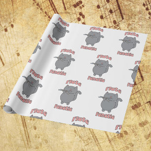 Papier Cadeau Fanatique de la flûte jouant au chat amateur de mu