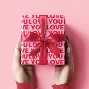 Papier Cadeau Fancy Red & Pink Love you Valentines