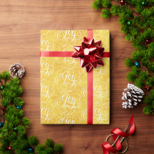 Papier Cadeau Fancy Tourbillonnant Joy Gold Foil Letting Calligr