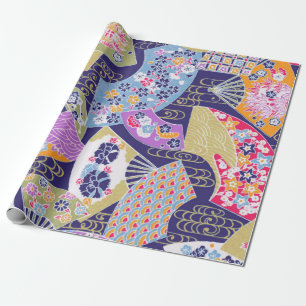 Papier Cadeau Fans japonais traditionnel Geisha Enveloppement Pa