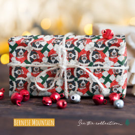 Papier Cadeau Fantaisie Bernese Mountain Dog Christmas