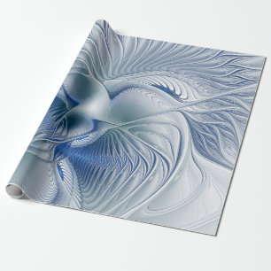Papier Cadeau Fantaisie dynamique Abstrait Tons bleus Art fracta