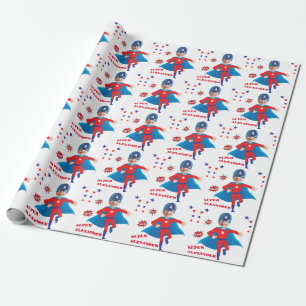 Papier Cadeau Fantastic USA Superhero Boy Birthday Tremendante