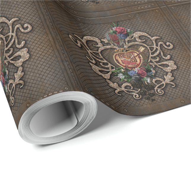 Papier Cadeau Fantastique coeur steampunk (Coin rond)