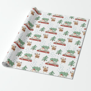 Papier Cadeau Fantastique Père Noël Neige Forrest Noël