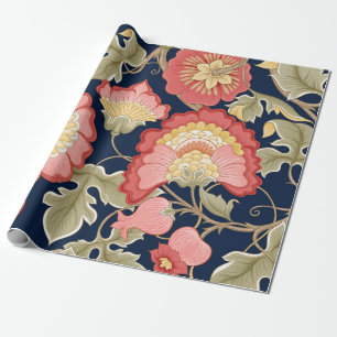 Papier Cadeau Fantasy flowers in retro, vintage, jacobean embr