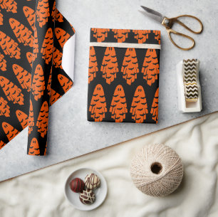 Papier Cadeau Fantôme noir et orange