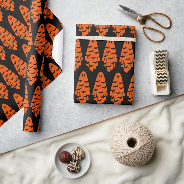 Papier Cadeau Fantôme noir et orange (Artisanat)