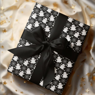 Papier Cadeau Fantômes mignons   Araignées   Spider Webs Hallowe