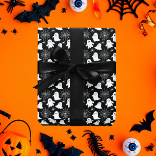 Papier Cadeau Fantômes mignons   Araignées   Spider Webs Hallowe