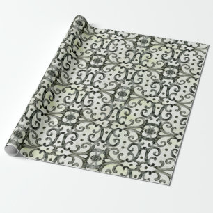 Papier Cadeau Farmhouse moderne tourbillons noir n blanc Découp