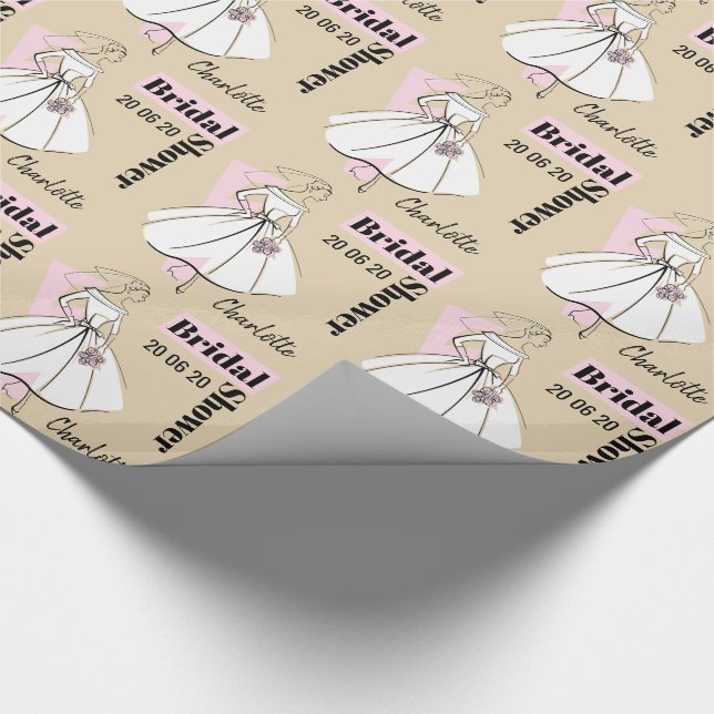 Papier Cadeau Fashion Bride Neutral Fête des mariées Date Nom (Coin)