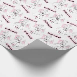 Papier Cadeau Fashion Bride Pink Group Bridesmaid papier d'embal
