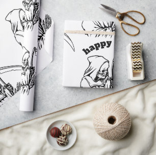 Papier Cadeau Faucheuse squelettique effrayante pour Halloween