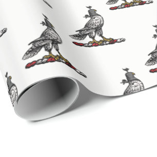 Papier Cadeau Faucon de chasse héraldique portant une capuche de
