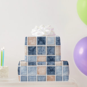 Papier Cadeau Fausse Crème Jean Bleu Denim Anniversaire
