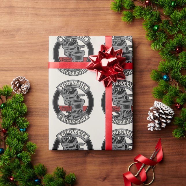 Papier Cadeau Fauteuil de salon de coiffure rétro personnalisé B (Cadeau de vacances)