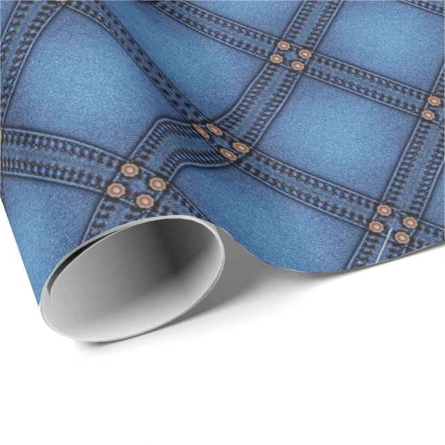 Papier Cadeau Faux Denim Texture (Coin rond)