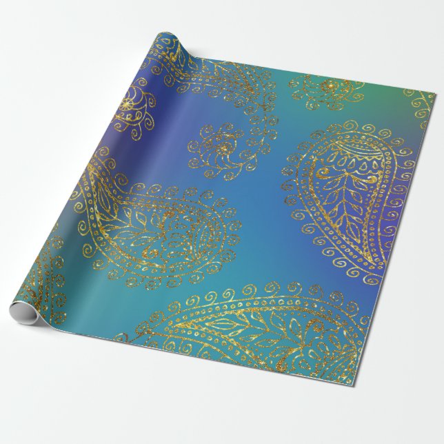Papier Cadeau Faux Gold Foil Arabian Bollywood (Déroulé)