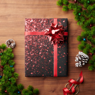 Papier Cadeau Faux paillettes rouge foncé scintillent de glamour