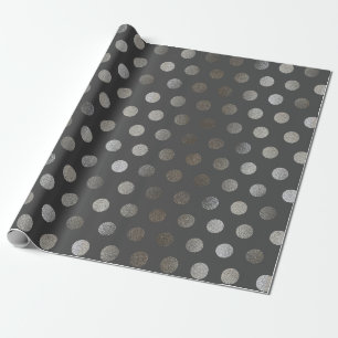 Papier Cadeau Faux Parties scintillant en argent et gris foncé m